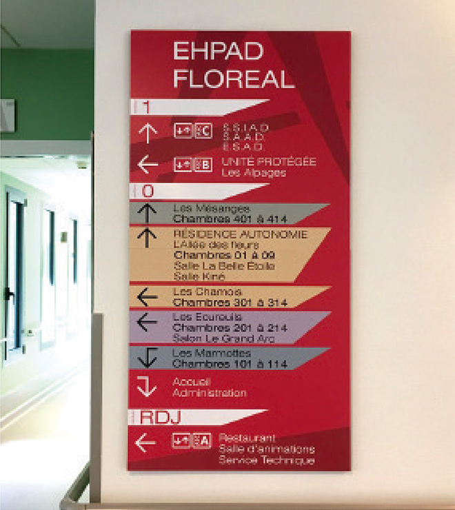 Panneau des étages EHPAD Floreal.